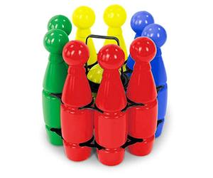 MONDO Toys - 9 Skittles + 2 Balls Set - Set Bowling, Couleur Jaune/Vert/Bleu/Orange - 28551