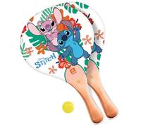 Mondo Toys - Disney Stitch - Lot de 2 Raquettes en Bois avec Boule en Caoutchouc - Jeu de Plage pour Enfants et Adultes - 15981