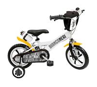 MONDO Toys - Vélo Mod. F.C Juventus Deluxe pour Enfant/Fille - Taille 12" - Roues et Frein Avant/arrière - Couleur Blanc/Noir - 25482