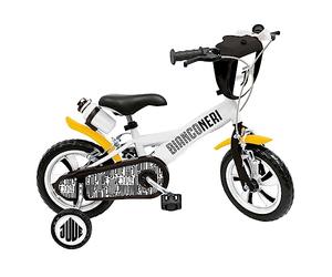 MONDO Toys - Vélo Mod. F.C Juventus Deluxe pour Enfant/Fille - Taille 12" - Roues et Frein Avant/arrière - Couleur Blanc/Noir - 25482