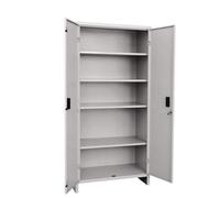 MONDO VIRO Armoire à balais en tôle métallique 2 portes 3 étagères avec serrure (60 x 40 x 180 cm Tous étages)