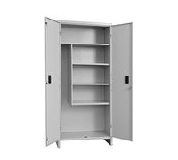 MONDO VIRO Armoire à balais en tôle métallique 2 portes 3 étagères avec serrure (80 x 40 x h 180 cm)