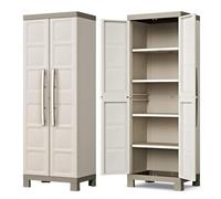 MONDO VIRO Bacau Armoire porte-objets et balais 2 portes avec étagères intérieures et pieds surélevés (Tout-plateaux - 65 x 45 x 182 cm)