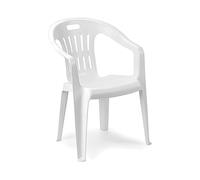 MONDO VIRO Chaise d'extérieur en résine empilable fauteuil avec accoudoirs pour jardin et véranda (Blanc)