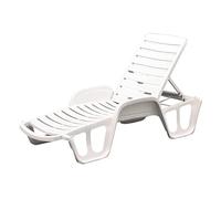 Mondo Viro Chaise longue en résine avec dossier inclinable pour piscine et jardin (Blanc)