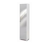 Mondo Viro Colonne 1 porte miroir "Mirror1" meuble en bois 43 x 29 cm 190 h (blanc flammé/miroir)