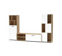 MONDO VIRO Kit mural équipé Joy de salon 240 x 35 cm 137 h (chêne doré et blanc)