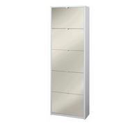 Mondo Viro Meuble à chaussures moderne avec miroir "Melissa" 5 portes en bois 63 x 18 cm 190 h (blanc flammé/miroir naturel)