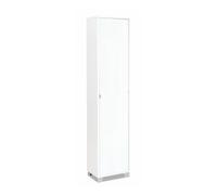 Mondo Viro Meuble colonne en bois multi-usages 1 porte 4 étagères "Cristina" 43 x 29 cm 190 h (blanc flammé/blanc flammé)