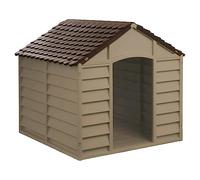 Mondo Viro Niche d'extérieur pour chiens de taille moyenne et grande en résine beige et marron (taille moyenne)
