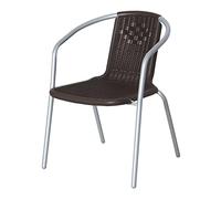 Mondo Viro Set bistro salle à manger en acier chaise avec accoudoirs et table pour jardin (Fauteuil moka)