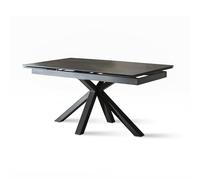 MONDO VIRO Stones Home Furniture Table à Manger Extensible Stones Céramique 1 avec Plateau sur Verre trempé 8 Places 240x90 cm 76h (Céramique Marbre Noir Portor)