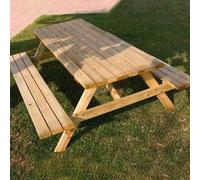 MONDO VIRO Table de Pic Nic pour extérieur jardin en bois de conifère avec sièges 180 x 150 x 70 h cm