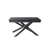 MONDO VIRO Table extensible avec dessus en céramique noir effet marbre Xavier cm 140/200x80 76h