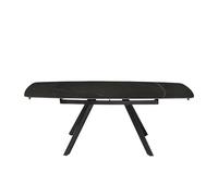 Mondo Viro Table extensible "Igor" avec plateau en pierre effet marbre cm 140x90 76h (marbre noir mat/base noire)