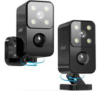 MONDODIGITALE-2K Rotation À 180° Camera Exterieur Sans Fil Batterie,Vision Nocturne Couleur,Audio Bidirectionnel,Détection De Mouvement Ai Et Pir,Alexa,Local/Cloud,Ip65,S3,Noir,2Pcs