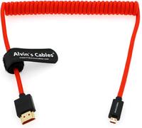 Mondodigitale-8K 2.1 Micro-Hdmi Vers Full Hdmi Câble Spiralé Tressé Pour Atomos-Ninja-V 4K-60P Record 48Gbps Hdmi Pour Canon-R5C, R5, R6 (18 À 28'')