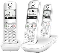 MONDODIGITALE-A695 Trio - Téléphone Dect Sans Fil - 3 Combinés Avec Grand Écran À Haut Contraste - Excellente Qualité Audio - Fonction Mains Libres - Protection D'Appels, Blanc [Version Française]