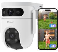 MONDODIGITALE-H9C 3K+3K Caméra Surveillance Wifi Extérieure À Double Objectif,360° Ptz Camera,Suivi Auto,Détection De Forme Humaine/Véhicule,Défense Active,Vision Nocturne Couleur 40M,Audio Bidir
