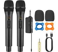 MONDODIGITALE-Microphone Sans Fil Uhf, Micro Karaoke Sans Fil Fréquence Réglable, Contrôle Du Volume, Aigus, Basses, Echo, Avec Récepteur Rechargeable, 50Mtransmission, Port 3,5&6,5Mm Pour Église Mar