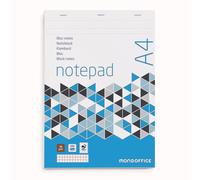 MONDOFFICE Bloc notes agrafé A4 21 x 29,7 cm - 70g - Non perforé - Petits carreaux 5x5 - 200 pages