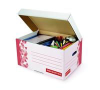 MONDOFFICE Caisse archives Premium - L.54 x P.36 x H.26 cm - Rouge - Lot de 10