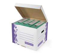 MONDOFFICE Caisse multi-usage format cube montage automatique en carton - Blanc - Lot de 10