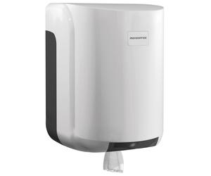 MONDOFFICE Distributeur de bobines maxi de papier à dévidage central capacité 400 feuilles en ABS - Blanc avec verrou