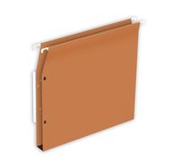 MONDOFFICE Dossier suspendus pour armoire A4 Kraft 230g - Bouton pression - Fond U 50 mm - Orange - Lot de 25