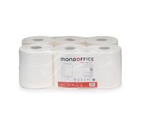 MONDOFFICE Essuie-mains double épaisseur pure ouate - 450 feuilles prédécoupées - Lot de 6 bobines maxi 160 m