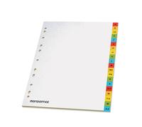 MONDOFFICE Intercalaires alphabétiques A4 en bristol 170g blanc - 20 divisions couleur
