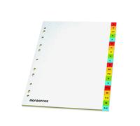MONDOFFICE Intercalaires alphabétiques A4+ en polypropylène blanc - 20 divisions couleur
