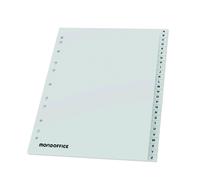 MONDOFFICE Intercalaires alphabétiques A4 en polypropylène gris - 26 divisions