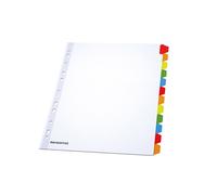 MONDOFFICE Intercalaires neutres A4+ en bristol 170g blanc - 12 onglets couleur