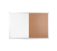 MONDOFFICE Tableau bivalent acier blanc laqué et liège - Surface magnétique - Cadre Aluminium - L.90 x H.60