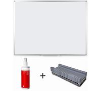 MONDOFFICE Tableau blanc émaillé - L.150 x H.100 cm Magnétique - Spray nettoyant + Brosse Effaceur offerts