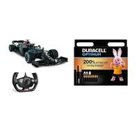 MONDOMotors-F1W11MercedesAMGPetronas,AutoradiocommandéeLewisHamiltonéchelle1:12,AutoFormule1,2.4GHz,CouleurNoire,63687 + Piles AA Duracell Optimum (lot de 8) - Piles Alcalines 1,5V - Jusqu’à 200% plus