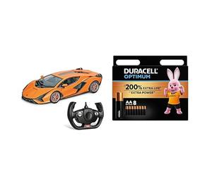 MondoMotors63661LamborghiniSian,modèleenéchelle1:14,jusqu'à10km/hdevitesse,jouetpourenfants + Piles AA Duracell Optimum (lot de 8) - Piles Alcalines 1,5V - Jusqu’à 200% plus longtemps ou plus puissant