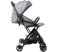 Mondotuo Poussette multifonctionnelle Trolley Poupy grise pour bébés de 0 à 36 mois avec dossier inclinable, système de freinage et panier de rangement.