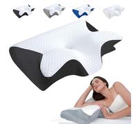 mondpfote Coussin orthopédique pour apnée du sommeil, coussin ergonomique en mousse à mémoire de forme respirant avec bouchons d'oreilles bloquant la lumière pour le côté, le dos, noir