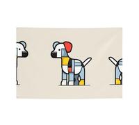 Mondrian Abstractionisme Petit Animal Bannière de vacances imprimée Décorations de fête adaptées pour les fêtes de vacances et les cérémonies 180,3 x 119,4 cm