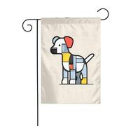 Mondrian Abstractionisme Petit Animal Décoration Extérieure Drapeau, Jardin Suspendu Drapeau, Petit Drapeau de Jardin, Hiver Noël Drapeau Extérieur 30,5 x 45,7 cm
