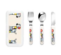Mondrian Abstractionisme Petit Animal Vaisselle pour enfants Ensemble de 3 pièces Couverts Réutilisables Couteau Fourchette Cuillère Couverts Portable Protection Alimentaire pour Enfants