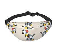 Mondrian Abstractionisme Petit Animal Voyage Mode Sac Banane, Convient pour le sport, la course, le cyclisme, les voyages, la pêche, Grand sac banane pour garçons