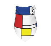 Mondrian Minimaliste De Stijl Modern Art,Bavoir écharpe Triangulaire à Capuche réglable pour Animaux de Compagnie, Capuche Lavable adaptée aux Chiens et Chats de Petite, Moyenne et Grande Taille