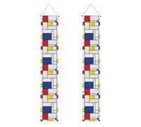 Mondrian Minimaliste De Stijl Modern Art, Décorations pour fête de remise de diplômes - Bannière de bienvenue à suspendre au porche, pour l'intérieur et l'extérieur