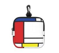 Mondrian Minimaliste De Stijl Modern Art,Pochette de Rangement carrée à Fermeture éclair, Porte-Monnaie en néoprène, Petit Portefeuille, Pochette à Monnaie, Porte-Monnaie