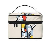 Mondrian Trousse de maquillage pour femme Motif abstractionisme Petit animal Grande capacité Sac de maquillage portable de voyage (22,9 x 16,5 x 15,7 cm) Grande trousse de maquillage pour filles Sac