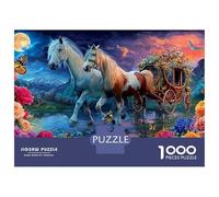 Mondscheinfahrt mit Pferdekutsche 1000 Stück Premium Jigsaw Puzzle Set Für Erwachsene Und Kinder,Florale Gärten,Stress Relief Gehirn Training Spaß Gegenwart Aktivität Home Decor 70x50cm/1000pcs