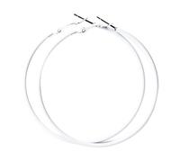 Mondstern Ohrringe 60 mm, große Creolen aus Edelstahl, 80er- und 90er-Jahre-Stil, große Retro-Neon-Ohrringe, Party-Ohrhänger, Zubehör Katzen Ohrringe Silber 925 (White, One Size)